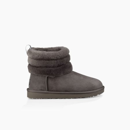 UGG Classic Mini Fluff Quilted Deep Grey Boots for Women (XNDG71864)